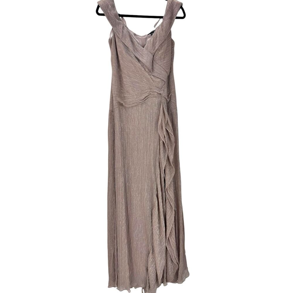 Xscape Ruffled Off-The-Shoulder Evening Sheath Gown Rose Pick Size 12 Petite NWT - Picture 6 of 12